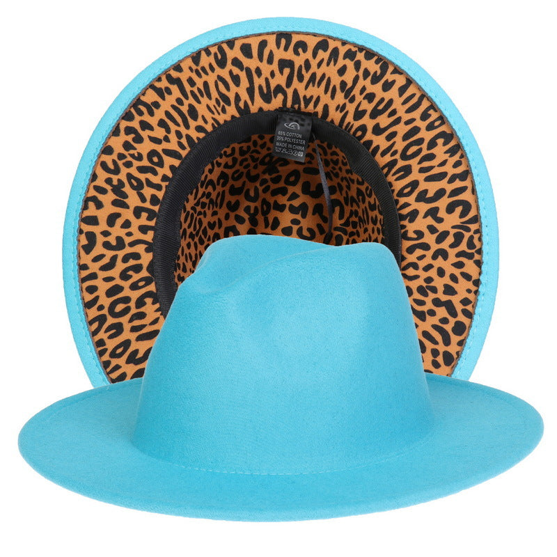 Leopard Print Woolen Fedora Hat