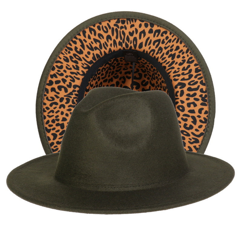 Leopard Print Woolen Fedora Hat
