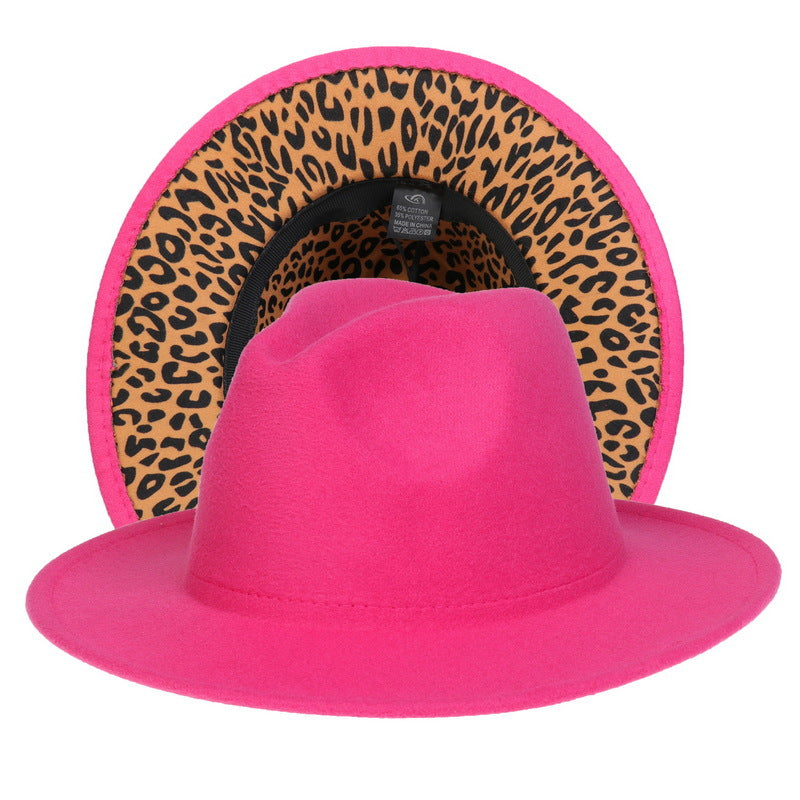 Leopard Print Woolen Fedora Hat