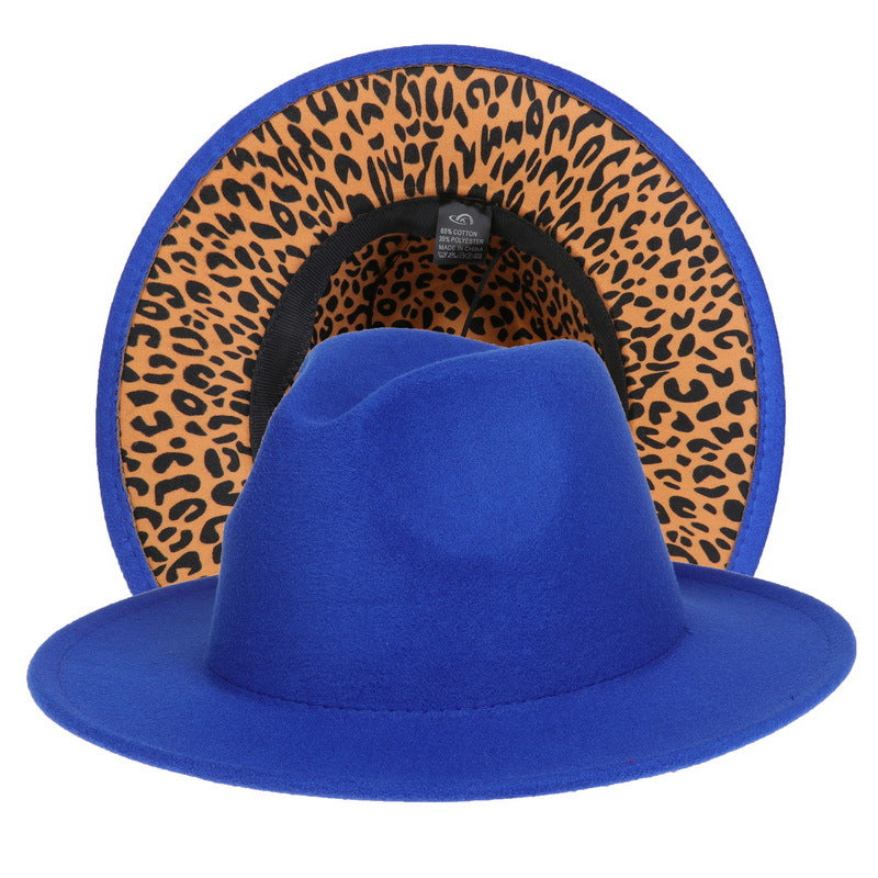 Leopard Print Woolen Fedora Hat