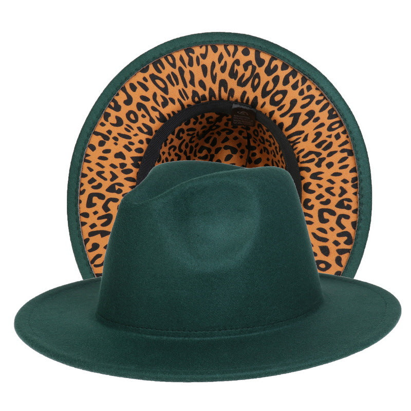 Leopard Print Woolen Fedora Hat