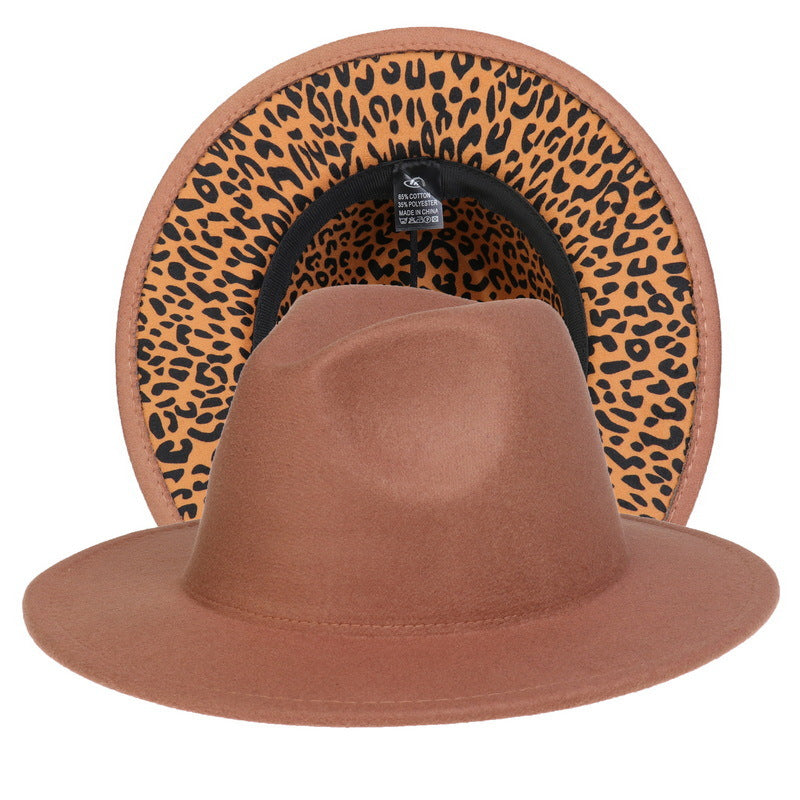 Leopard Print Woolen Fedora Hat