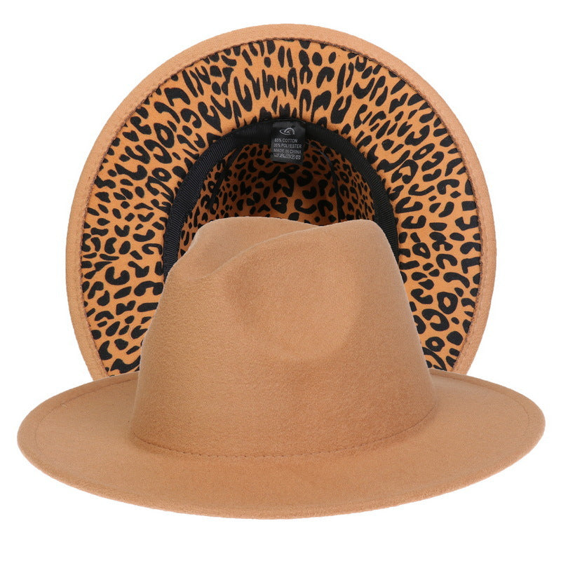 Leopard Print Woolen Fedora Hat