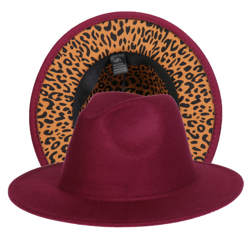 Leopard Print Woolen Fedora Hat
